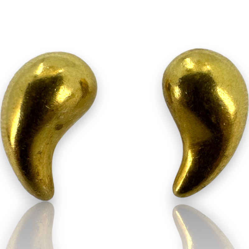 Vintage Tiffany & Co 750 18KT Elsa Peretti Yellow Gold Teardrop Stud Earrings - No Backs