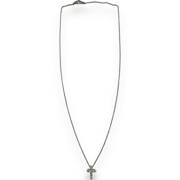 Dev Valencia Diamond Cross Pendant Necklace 18KT 750 White Gold