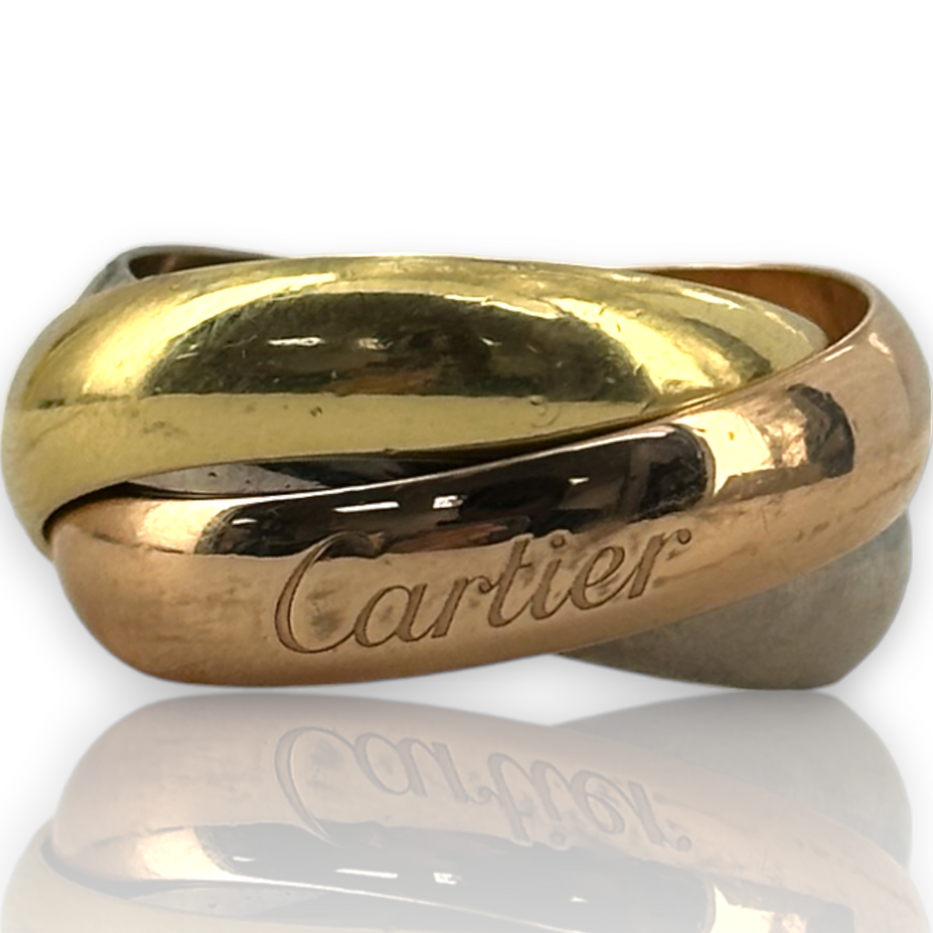 Cartier 18kt 750 Tri Color Vintage Trinity Rolling Band Ring Size 57 GEM Pawnbrokers