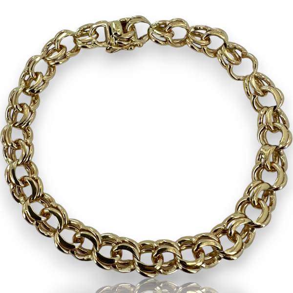 Vintage Tiffany & Co 14k 585 Yellow Gold Double Curb Empty Charm Bracelet