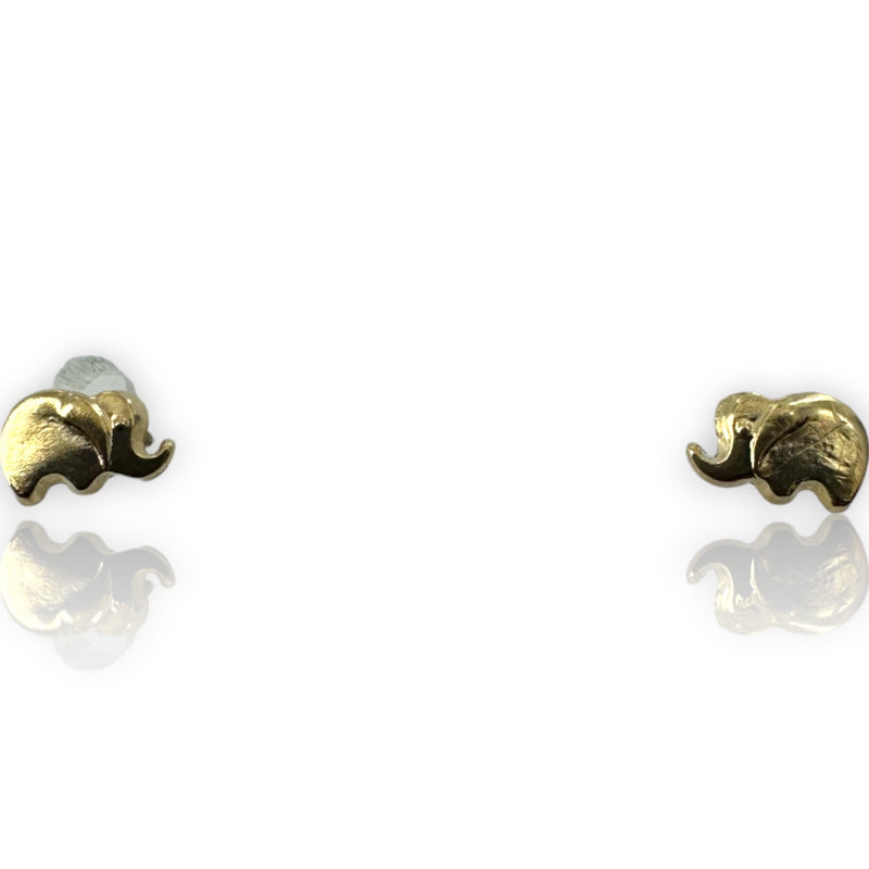 Kids 10kt Solid Yellow Gold Tiny Elephant Stud Screw-Back Earrings