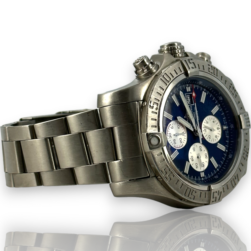Breitling Super Avenger II A13371 Blue Dial 48mm Chronograph Steel Watch