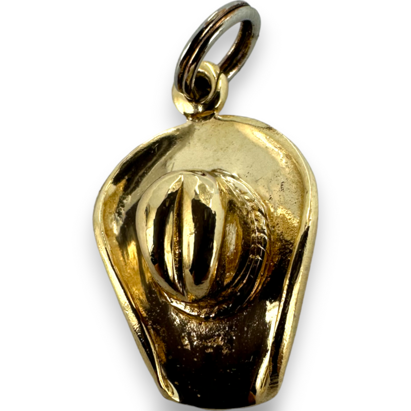 Rodeo Old West Cowboy Hat 10KT 417 Yellow Gold Charm Pendant