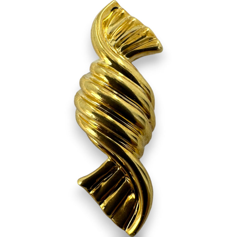 Judith Leiber Solid 18k Yellow Gold Swirl Candy Single Earring French Clip-On