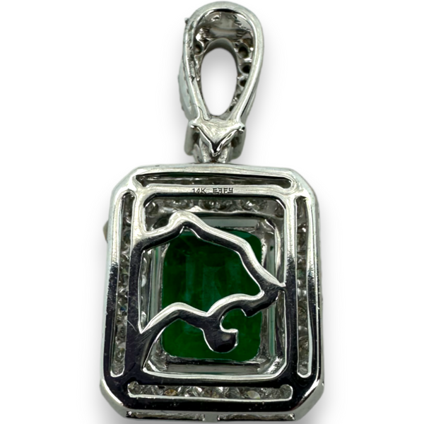 Effy Brasilica Emerald & Diamond Drop 14k 585 White Gold Charm Pendant