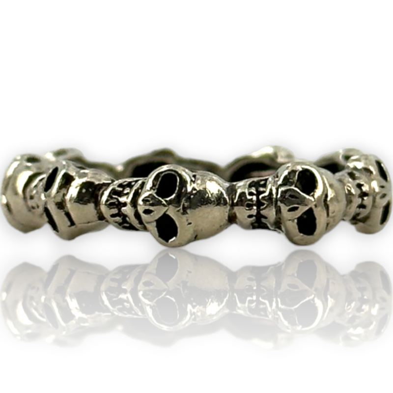 Eternity Skull Wrap Around Band Ring 925 Sterling Silver Ring Size 7.5