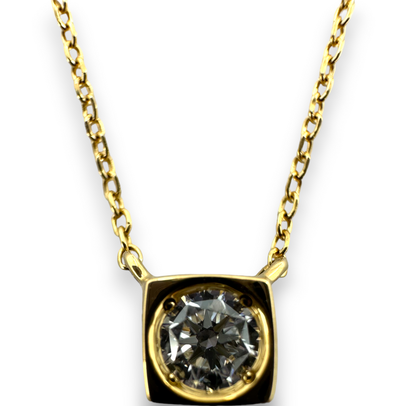 Dinh Van Le Cube Diamant Pendant Necklace 18KT 750 Yellow Gold