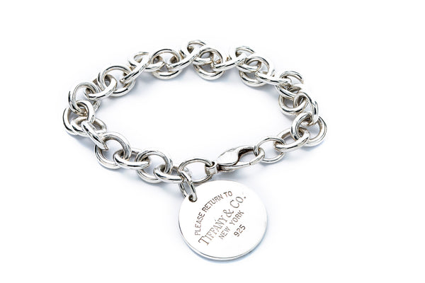 Tiffany & Co Return to Tiffany New York 925 Sterling Silver 7.5" Circle Tag Bracelet