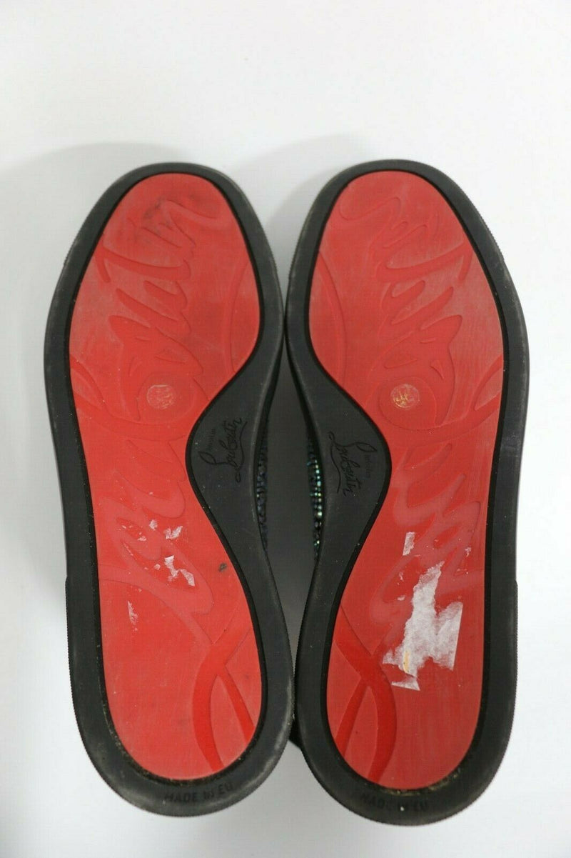 Mens Christian Louboutin Suede Gray Swarovski Strass Sneakers Size 41.5  ($3295)