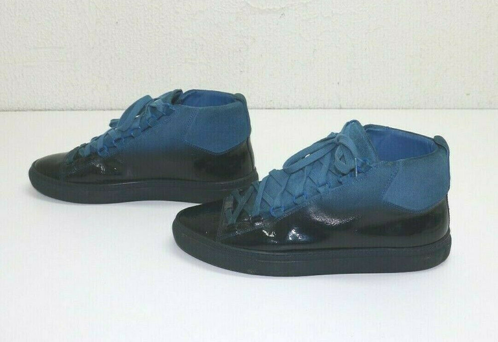 Balenciaga Arena High Top Patent Leather Suede Blue Degraded EU 42 US GEM Pawnbrokers