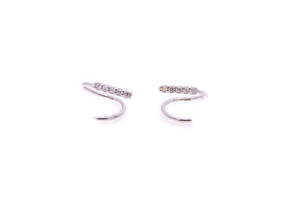 Bony Levy Spiral Coil Diamond Threader 18k 750 White Gold Earrings