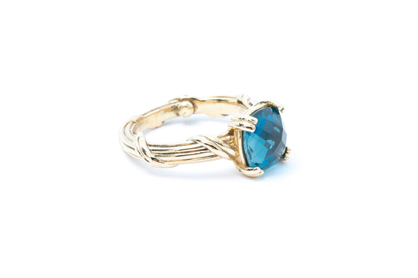 Peter Thomas Roth 18k 750 Ribbon & Reed Blue Topaz Yellow Gold Ring