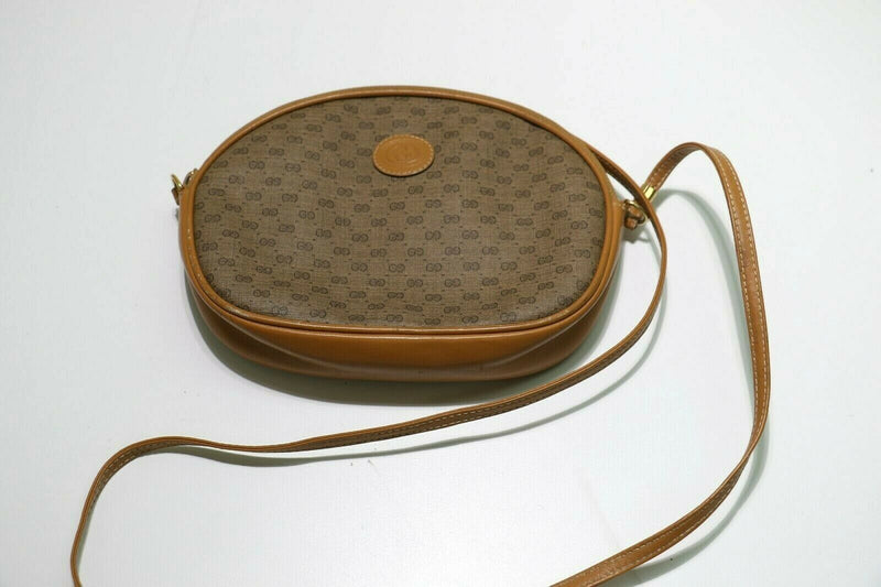 GUCCI GG Guccissima Saddle Tan Cream Crossbody Shoulder Handbag Vintage
