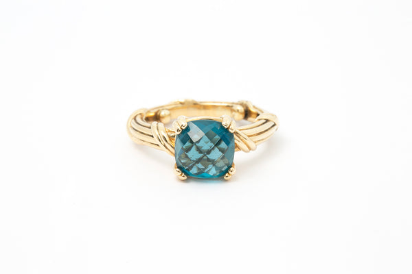 Peter Thomas Roth 18k 750 Ribbon & Reed Blue Topaz Yellow Gold Ring